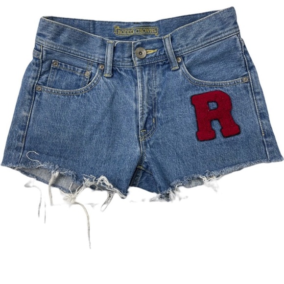Rodeo Crowns 100% cotton Raw hem 3” Denim Jean Shorts size S - Picture 1 of 9
